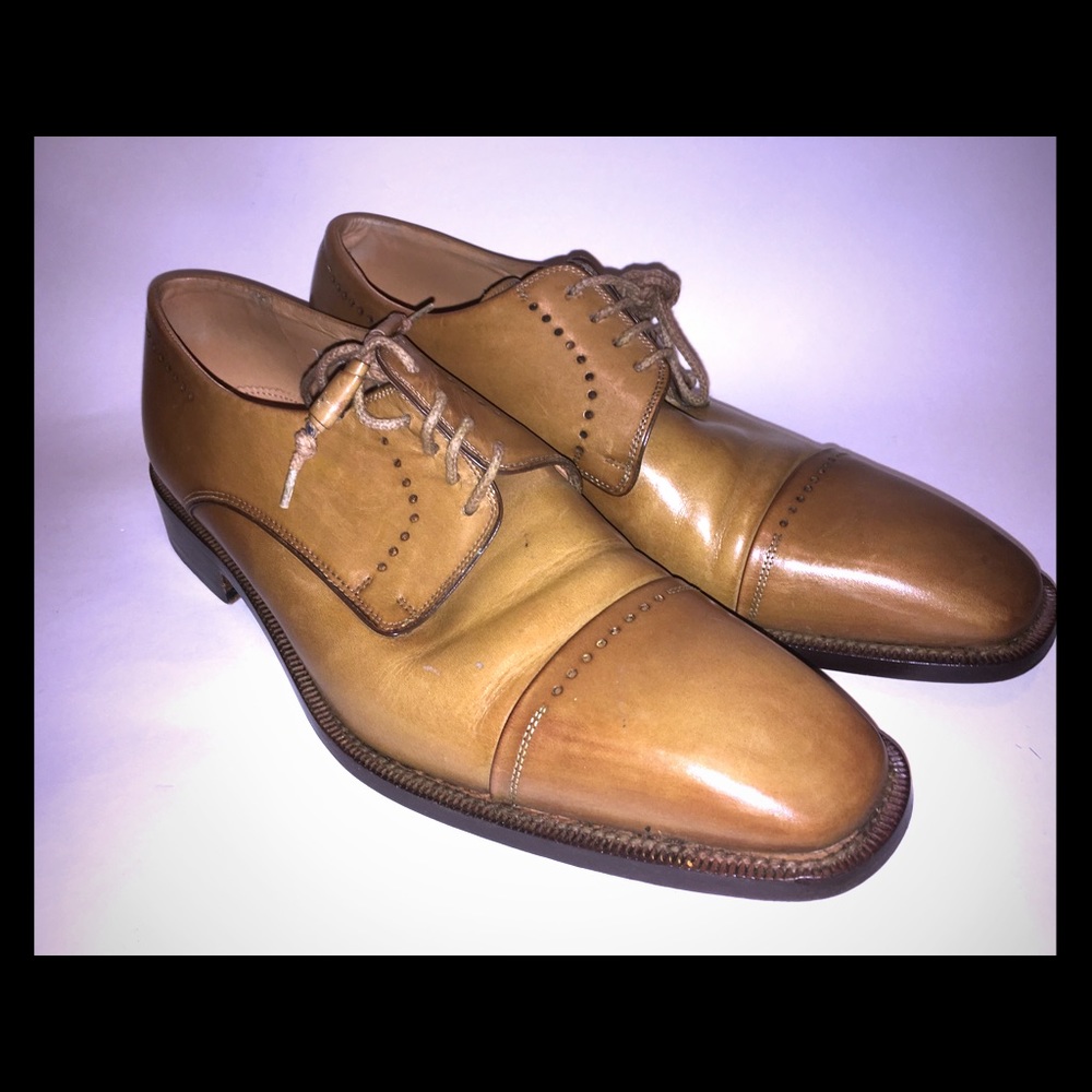 Handmade Brown Italian Leather Wingtip Oxford Shoe